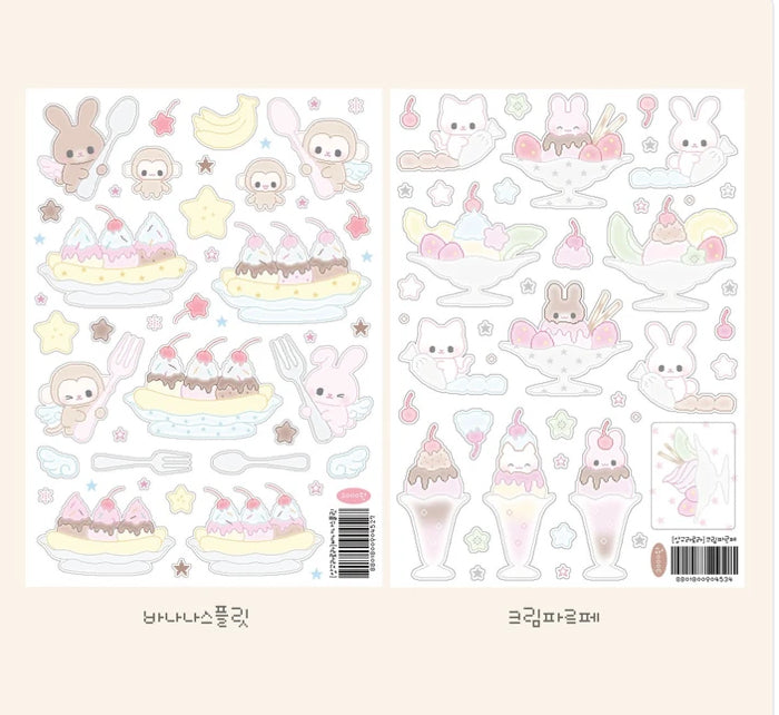 {Angora Lora} Bunny and Monkey Sweet Treat Sticker Sheet