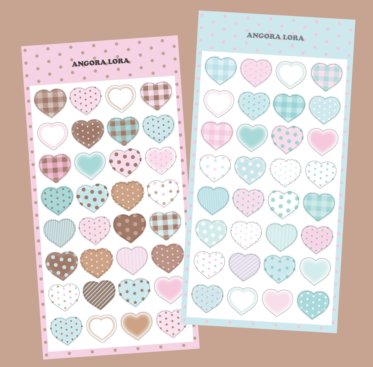 {Angora Lora} Plaid Heart Sticker Sheet