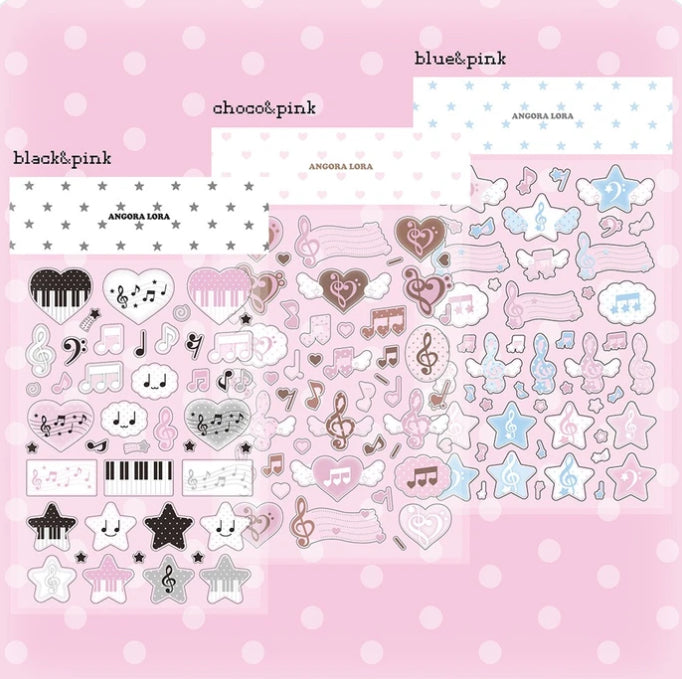 {Angora Lora} Music Notes Sticker Sheet
