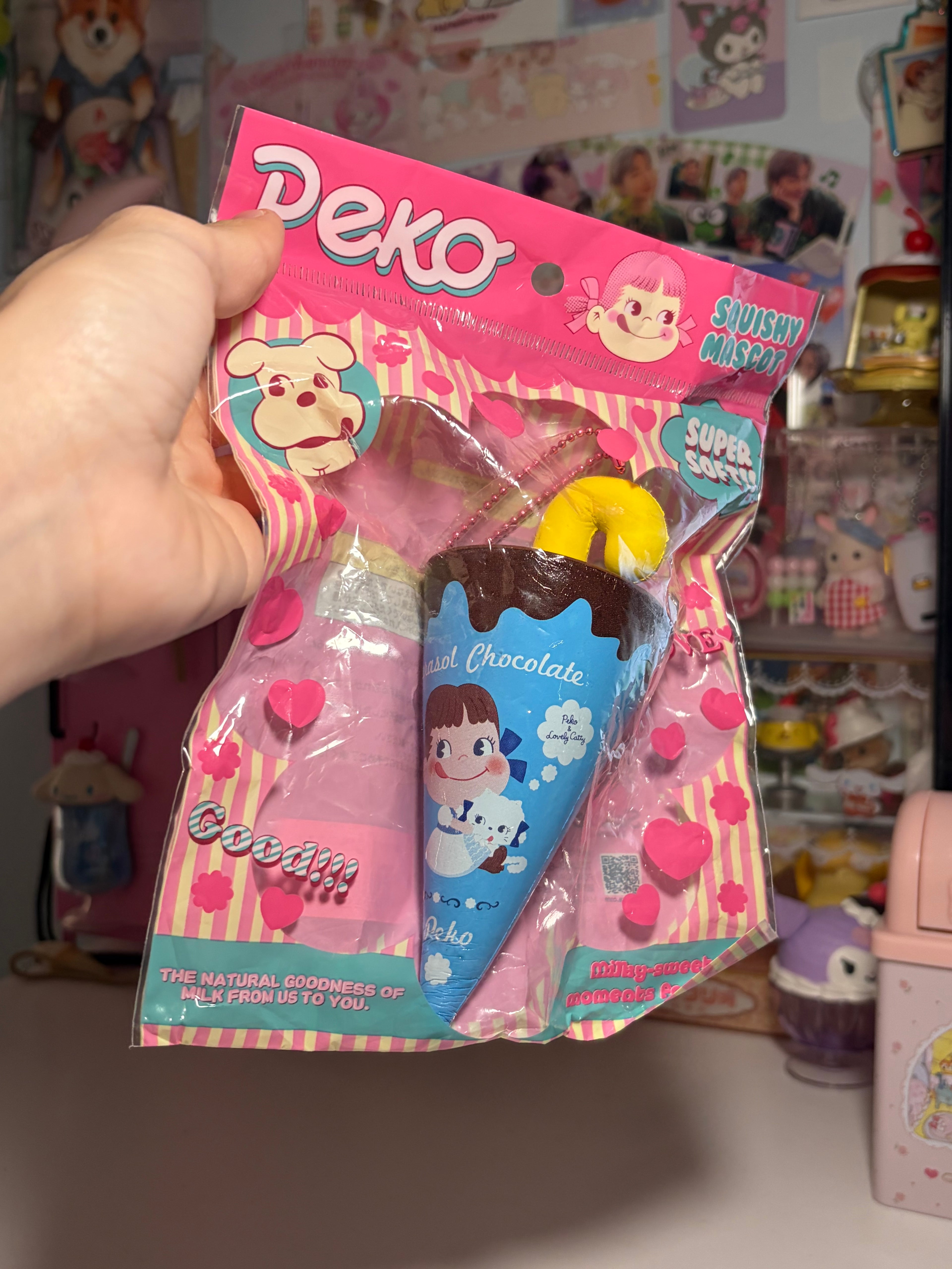 Peko Chan Fujiya Chocolate Umbrella Squishy Keychain