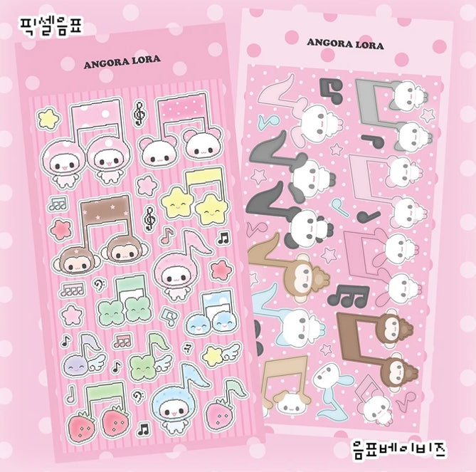 {Angora Lora} Music Notes Sticker Sheet