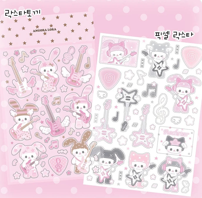 {Angora Lora} Bunny Rockstar Sticker Sheet