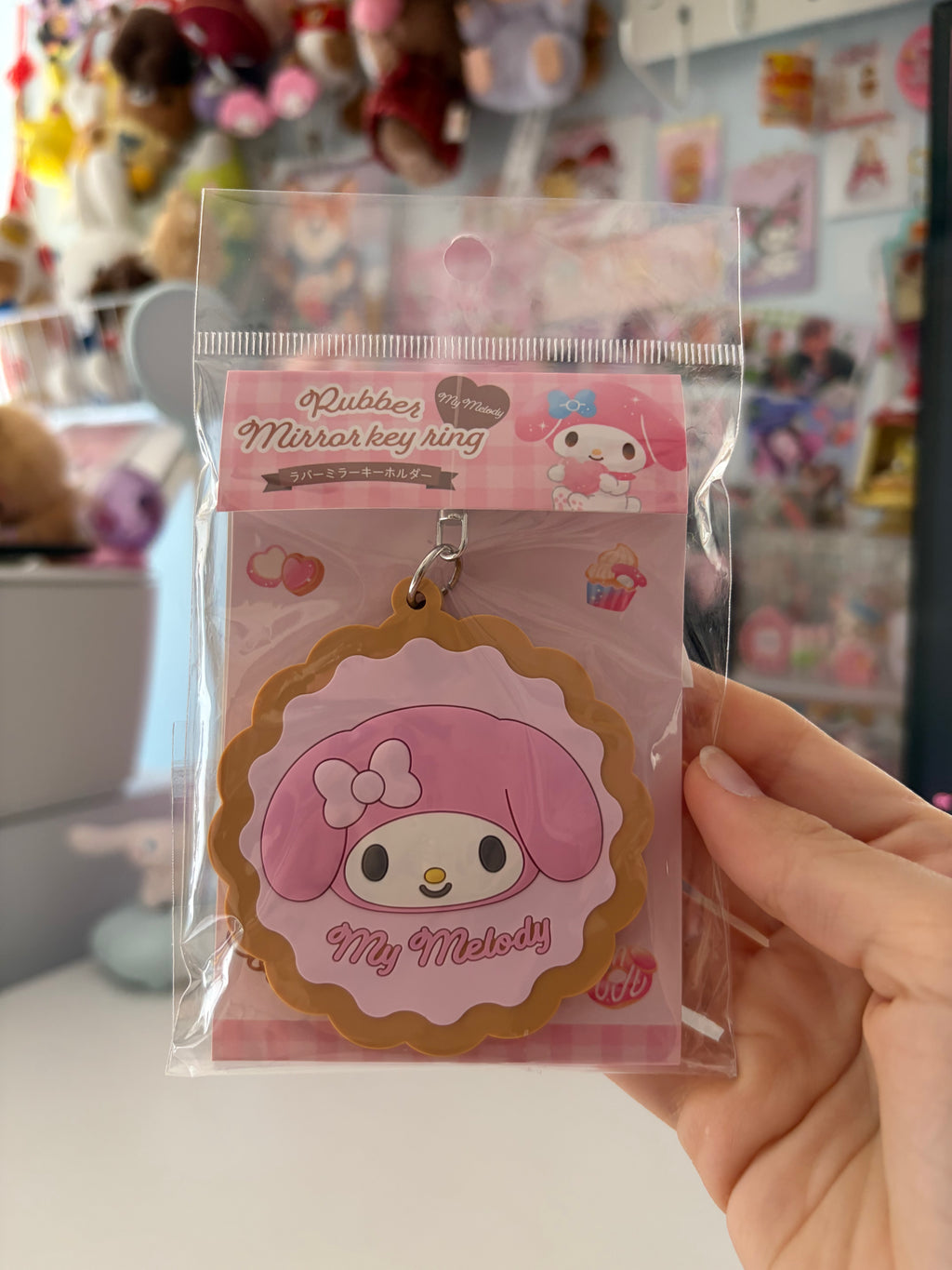 Sanrio My Melody Biscuit Rubber Mirror Keychain