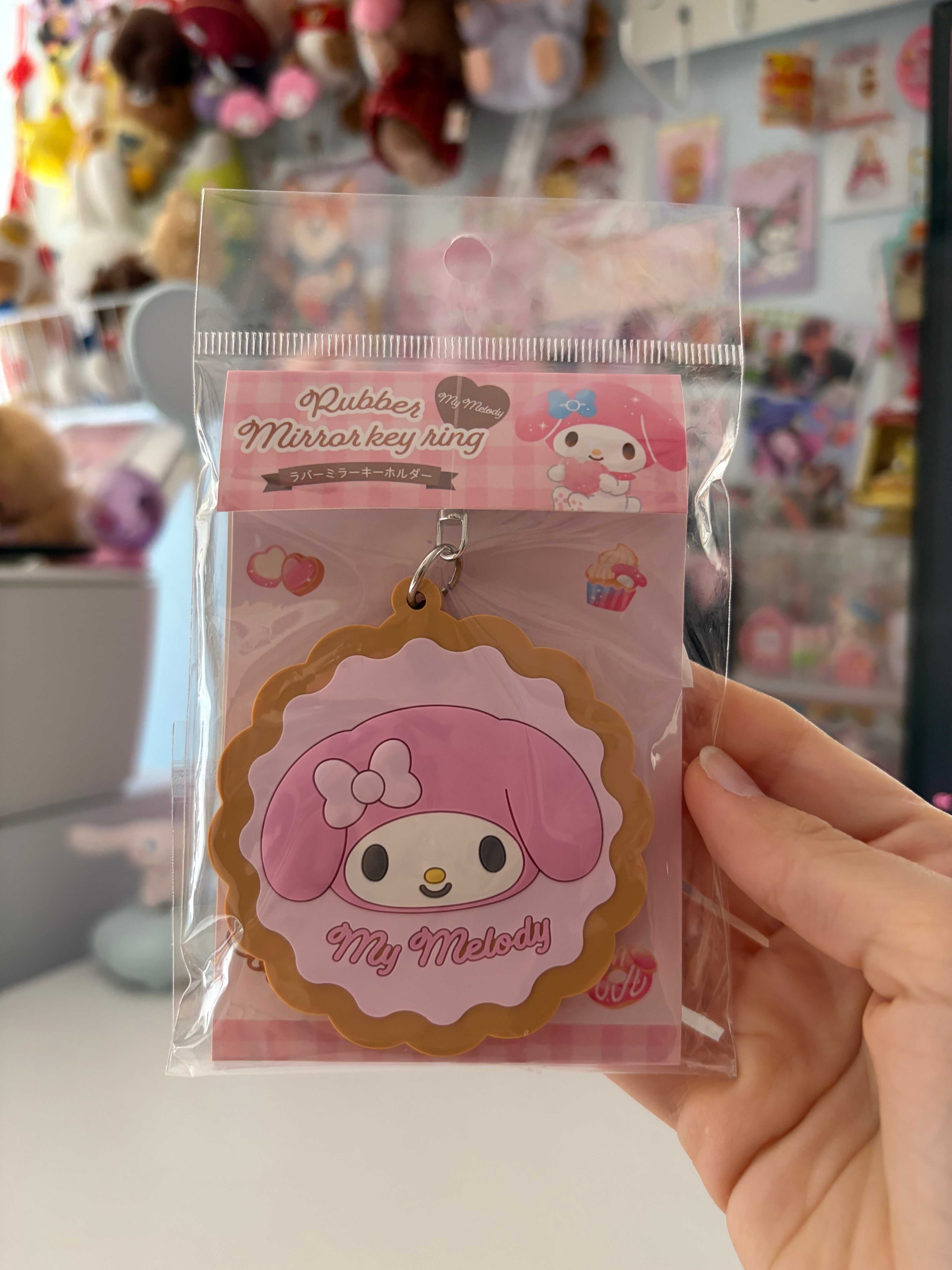 Sanrio My Melody Biscuit Rubber Mirror Keychain