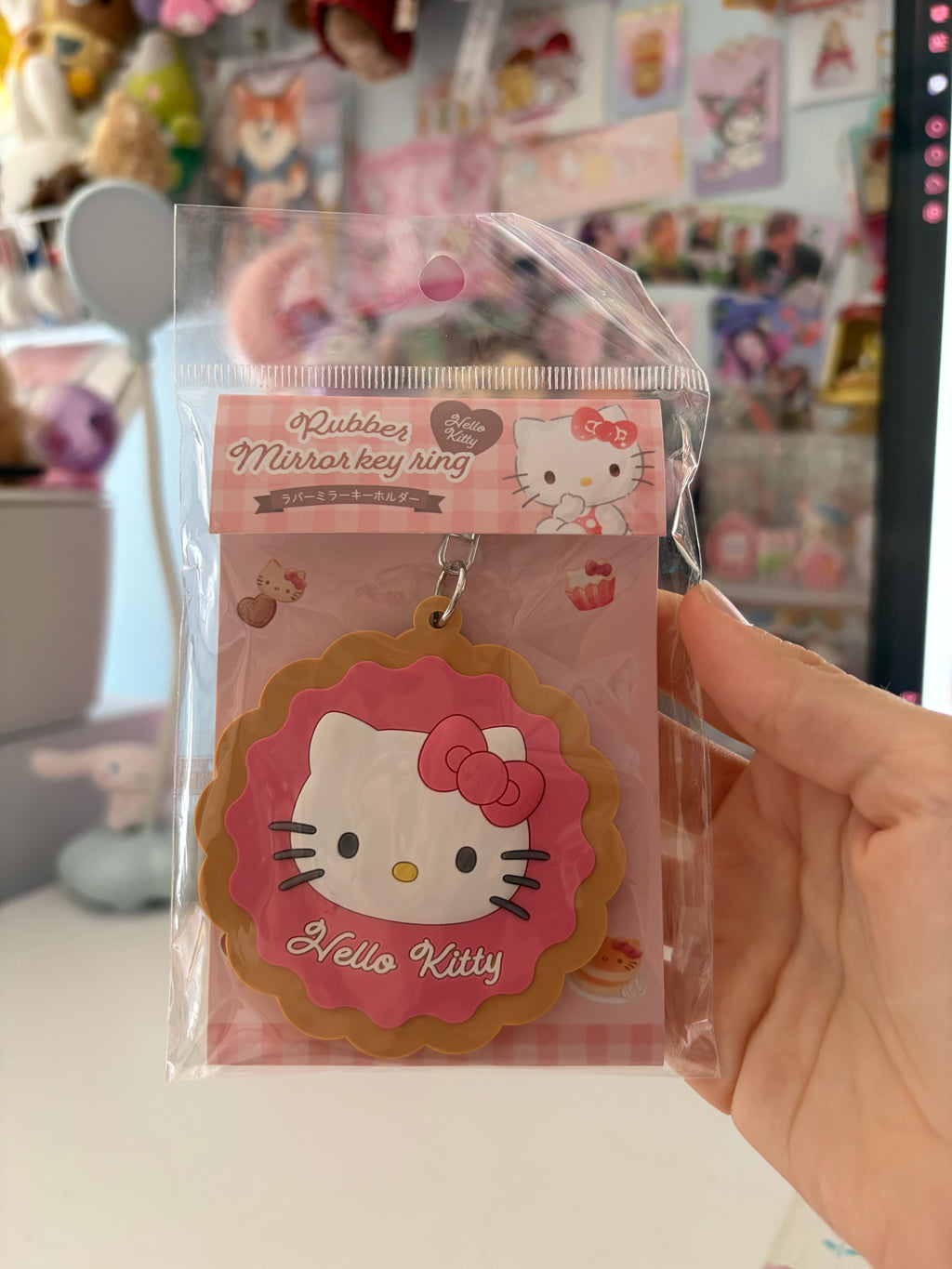 Sanrio Hello Kitty Biscuit Rubber Mirror Keychain